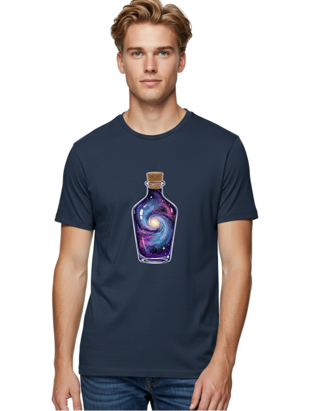 Galaxy-In-Bottle-6 Men'S Graphic Tee, 100% Cotton, Comfortable Casual Summer Wear, Machine Washable, Vintage Camera, Old Camera, Antique Camera, Black Camera, Classic Photography, Photography Equipment, Nostalgic Device, Film Camera, Baj044