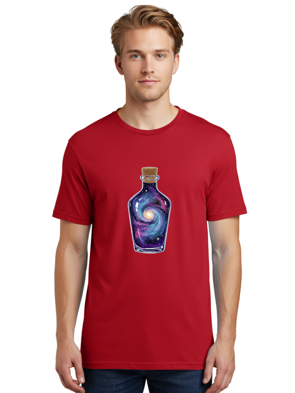 Galaxy-In-Bottle-6 Men'S Graphic Tee, 100% Cotton, Comfortable Casual Summer Wear, Machine Washable, Vintage Camera, Old Camera, Antique Camera, Black Camera, Classic Photography, Photography Equipment, Nostalgic Device, Film Camera, Baj044