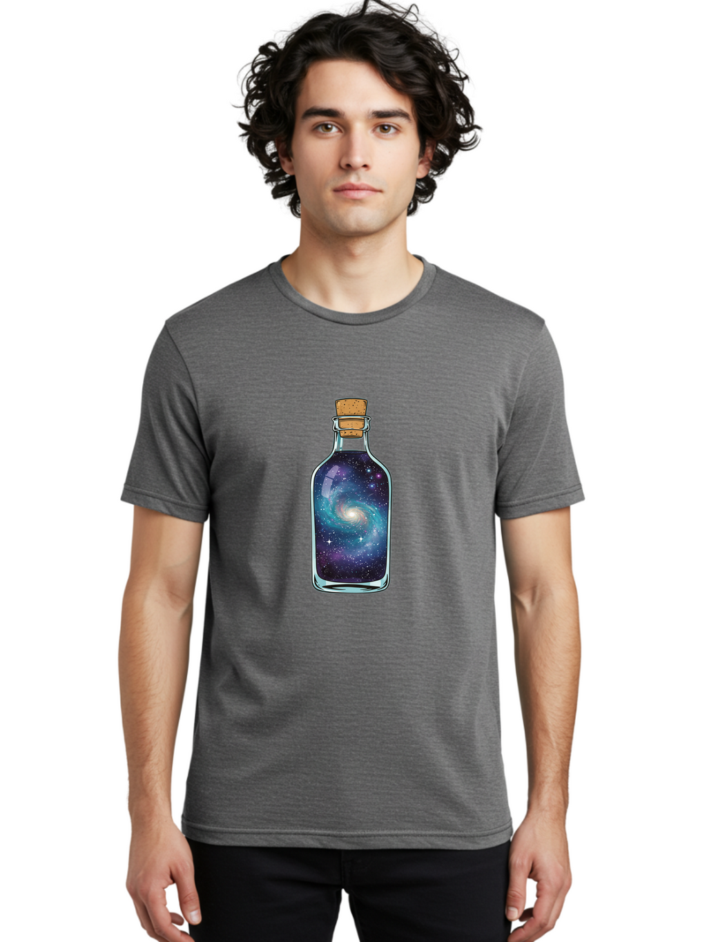 Galaxy-In-Bottle-7 Men'S Graphic Tee, 100% Cotton, Comfortable Casual Summer Wear, Machine Washable, Vintage Camera, Old Camera, Antique Camera, Black Camera, Classic Photography, Photography Equipment, Nostalgic Device, Film Camera, Baj045