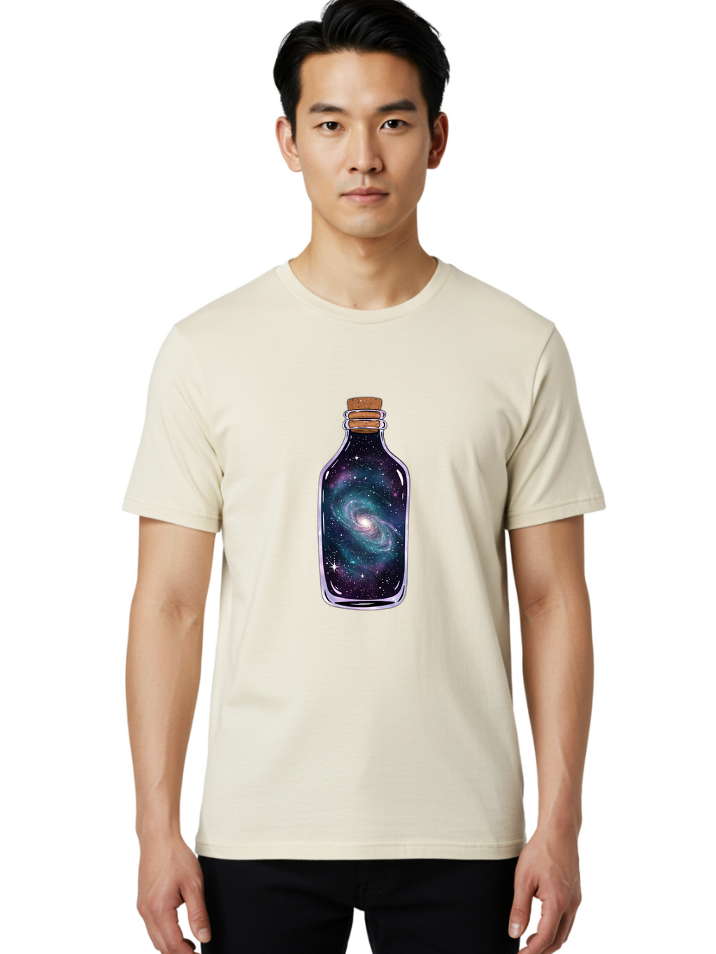Galaxy-In-Bottle-9 Men'S Graphic Tee, 100% Cotton, Comfortable Casual Summer Wear, Machine Washable, Vintage Camera, Old Camera, Antique Camera, Black Camera, Classic Photography, Photography Equipment, Nostalgic Device, Film Camera, Baj047