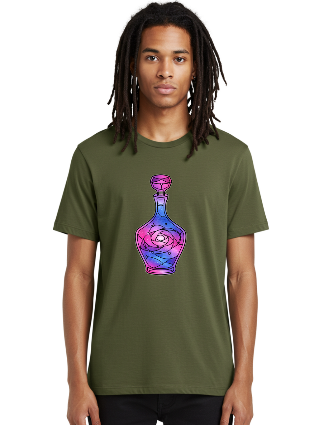 Galaxy-Perfume-Bottle-2 Men'S Graphic Tee, 100% Cotton, Comfortable Casual Summer Wear, Machine Washable, Vintage Camera, Old Camera, Antique Camera, Black Camera, Classic Photography, Photography Equipment, Nostalgic Device, Film Camera, Baj051