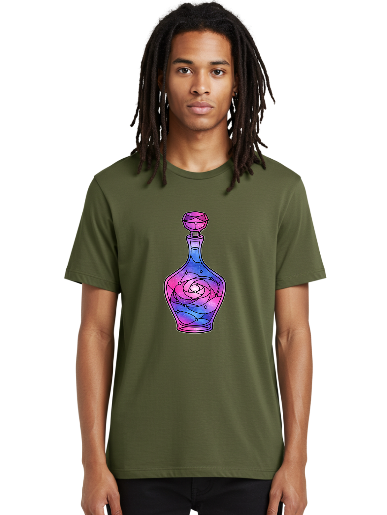 Galaxy-Perfume-Bottle-2 Men'S Graphic Tee, 100% Cotton, Comfortable Casual Summer Wear, Machine Washable, Vintage Camera, Old Camera, Antique Camera, Black Camera, Classic Photography, Photography Equipment, Nostalgic Device, Film Camera, Baj051