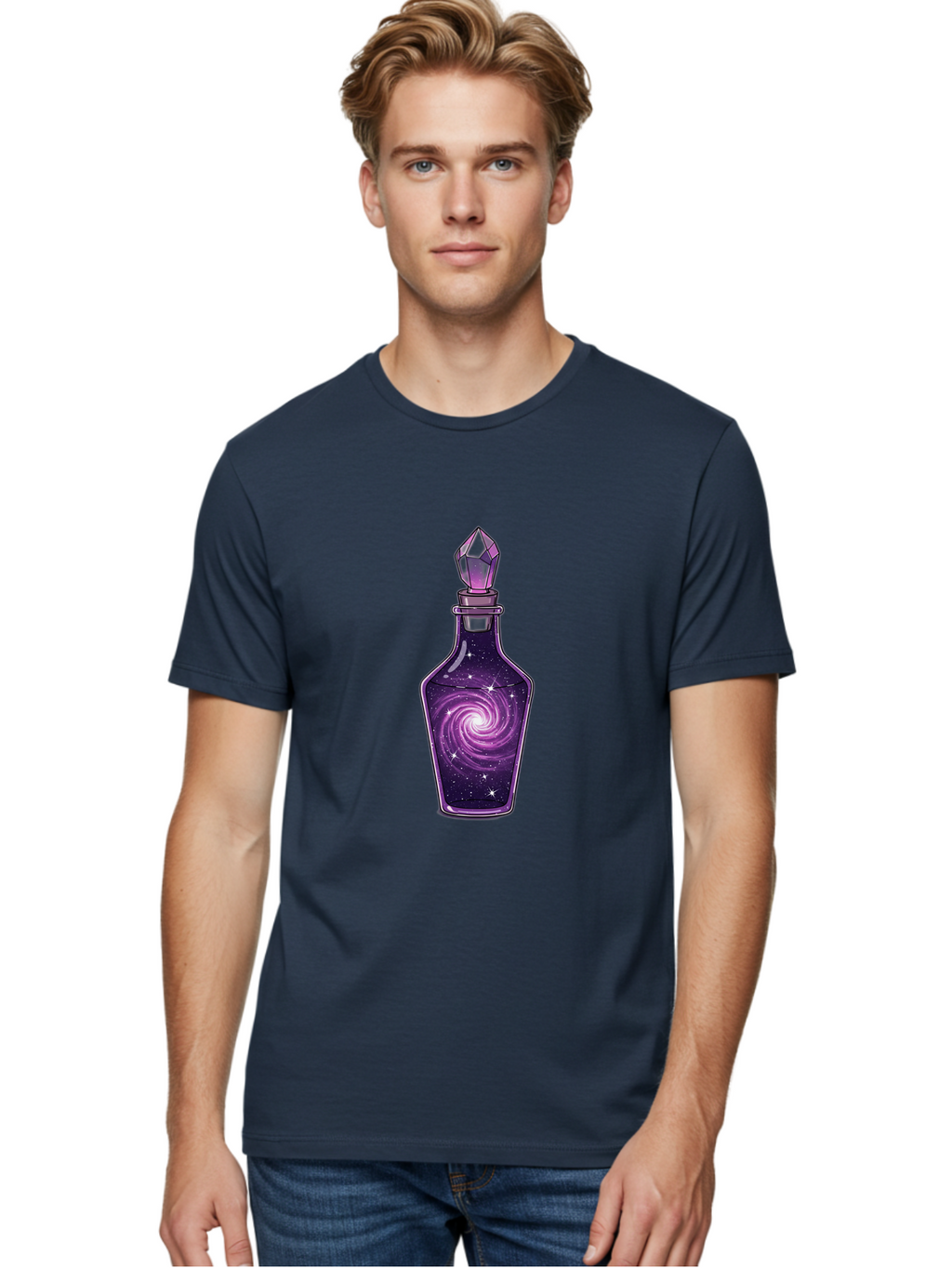 Galaxy-Potion-Bottle-2 Men'S Graphic Tee, 100% Cotton, Comfortable Casual Summer Wear, Machine Washable, Vintage Camera, Old Camera, Antique Camera, Black Camera, Classic Photography, Photography Equipment, Nostalgic Device, Film Camera, Baj059