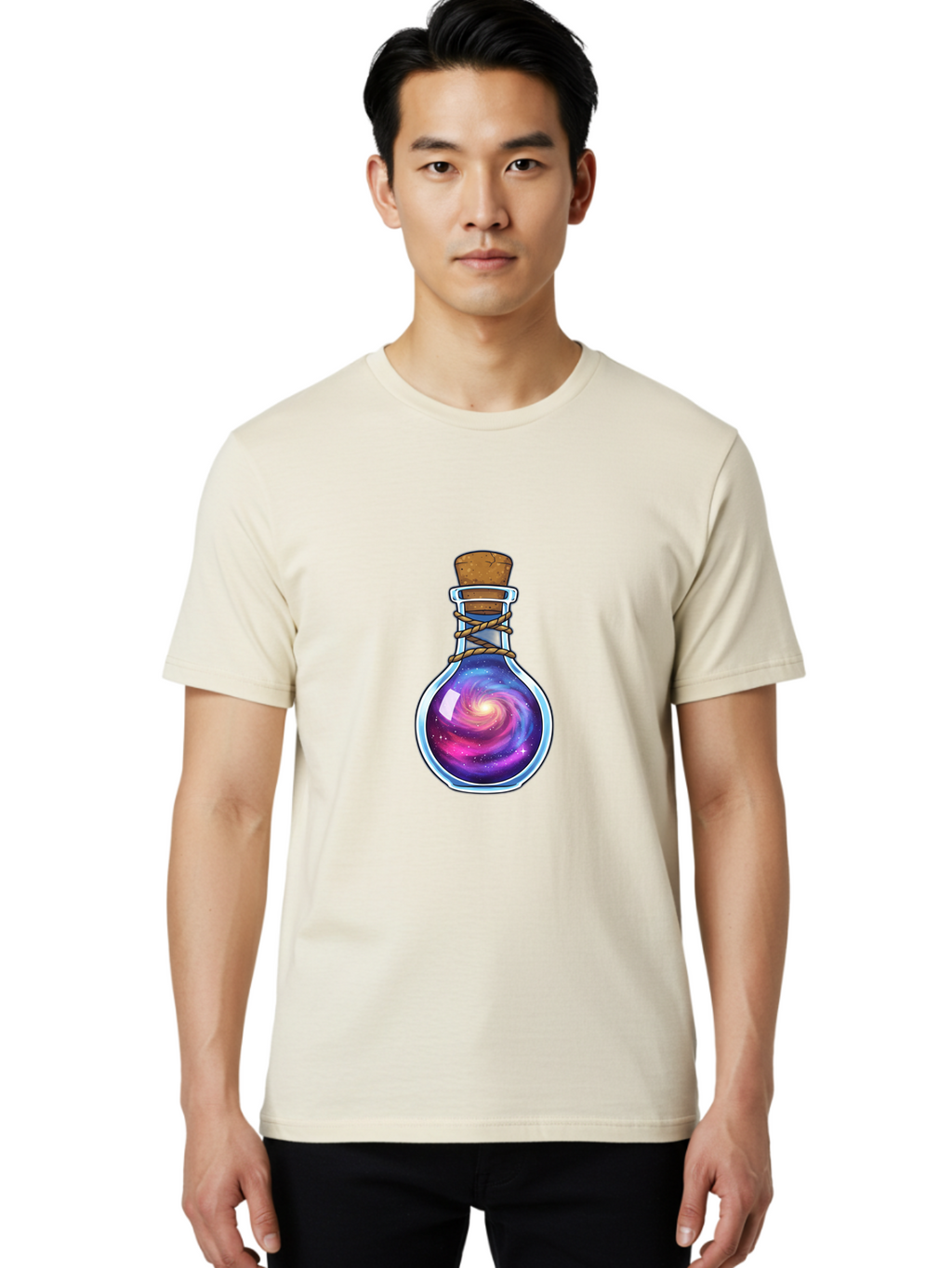 Galaxy-Potion-Bottle-3 Men'S Graphic Tee, 100% Cotton, Comfortable Casual Summer Wear, Machine Washable, Vintage Camera, Old Camera, Antique Camera, Black Camera, Classic Photography, Photography Equipment, Nostalgic Device, Film Camera, Baj060