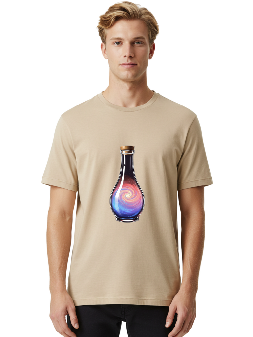 Galaxy-Potion-Bottle Men'S Graphic Tee, 100% Cotton, Comfortable Casual Summer Wear, Machine Washable, Vintage Camera, Old Camera, Antique Camera, Black Camera, Classic Photography, Photography Equipment, Nostalgic Device, Film Camera, Baj061