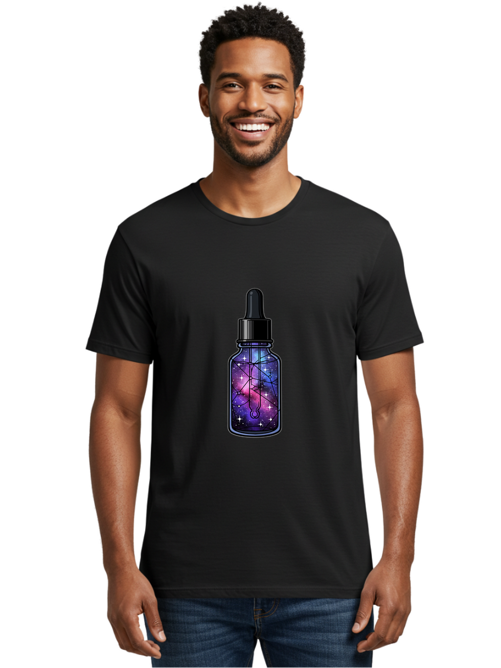 Galaxy-Serum-Bottle Men'S Graphic Tee, 100% Cotton, Comfortable Casual Summer Wear, Machine Washable, Vintage Camera, Old Camera, Antique Camera, Black Camera, Classic Photography, Photography Equipment, Nostalgic Device, Film Camera, Baj063