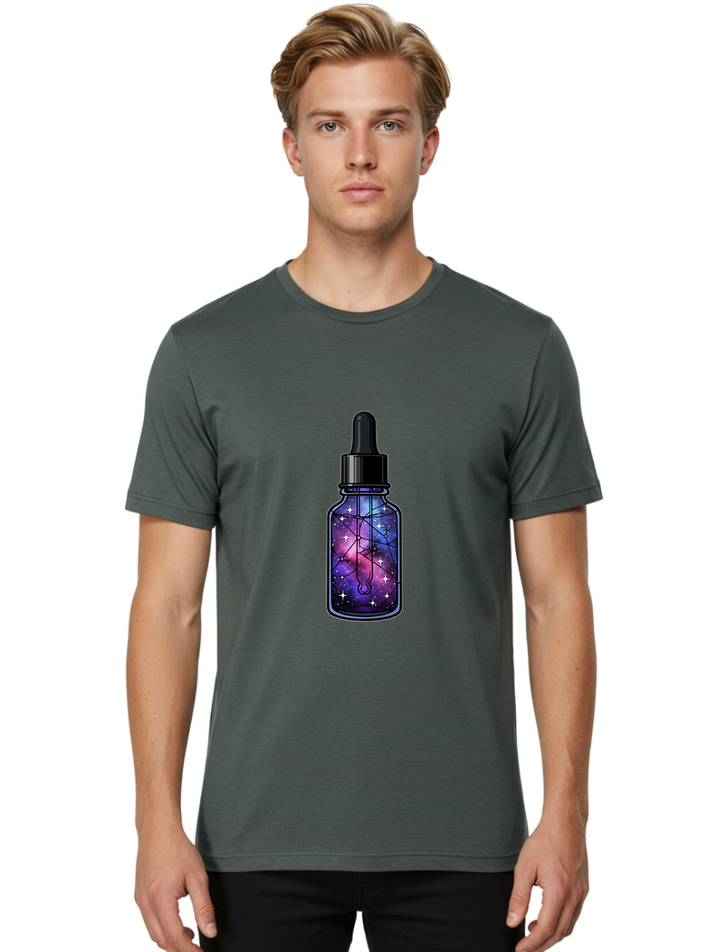 Galaxy-Serum-Bottle Men'S Graphic Tee, 100% Cotton, Comfortable Casual Summer Wear, Machine Washable, Vintage Camera, Old Camera, Antique Camera, Black Camera, Classic Photography, Photography Equipment, Nostalgic Device, Film Camera, Baj063