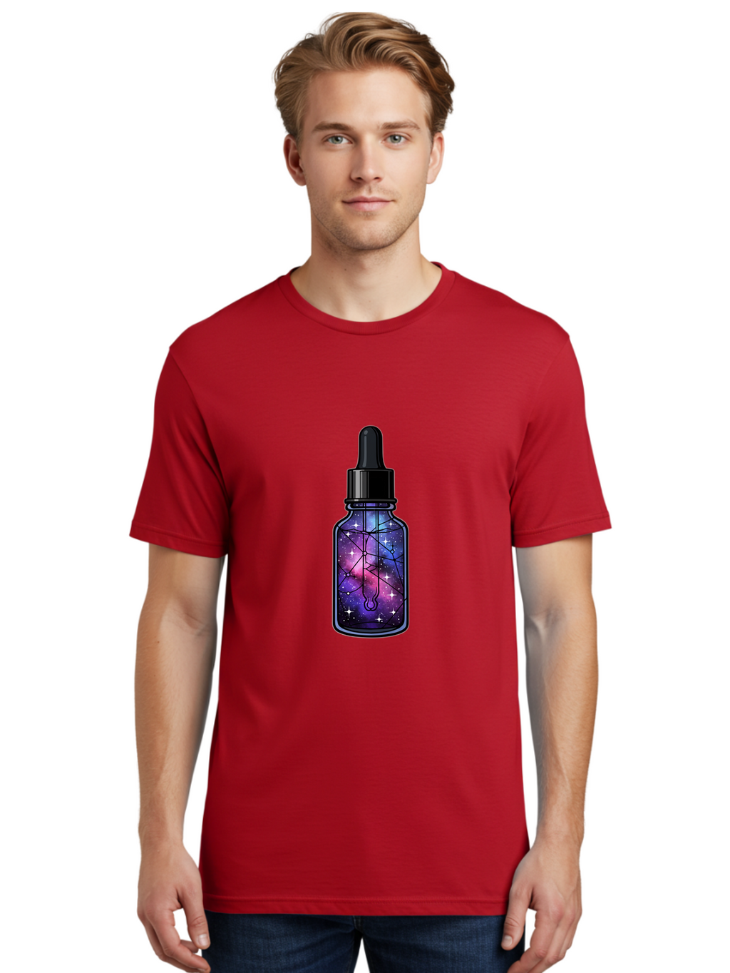 Galaxy-Serum-Bottle Men'S Graphic Tee, 100% Cotton, Comfortable Casual Summer Wear, Machine Washable, Vintage Camera, Old Camera, Antique Camera, Black Camera, Classic Photography, Photography Equipment, Nostalgic Device, Film Camera, Baj063