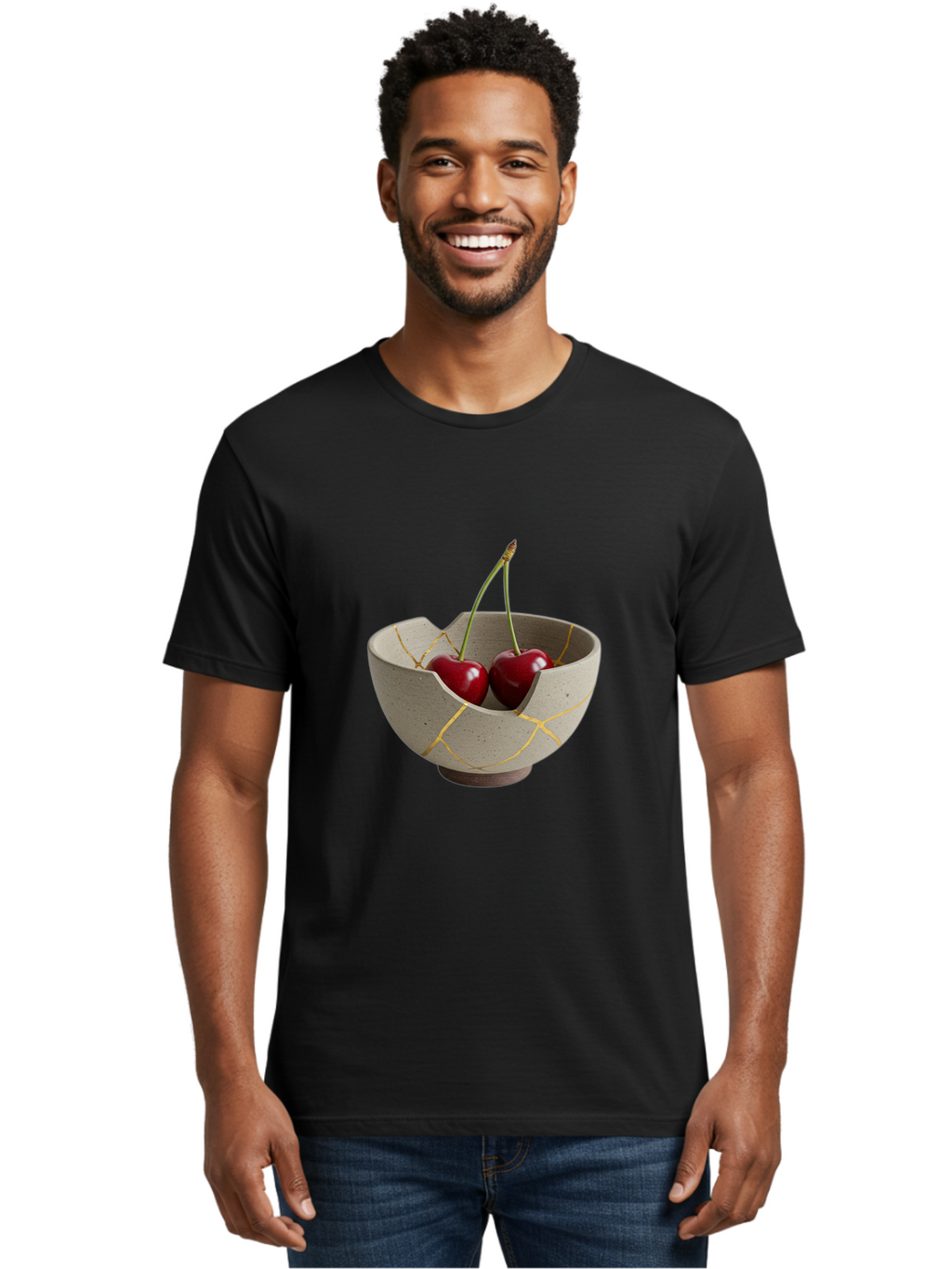 Kintsugi-Bowl-Cherries Men'S Graphic Tee, 100% Cotton, Comfortable Casual Summer Wear, Machine Washable, Vintage Camera, Old Camera, Antique Camera, Black Camera, Classic Photography, Photography Equipment, Nostalgic Device, Film Camera, Baj082