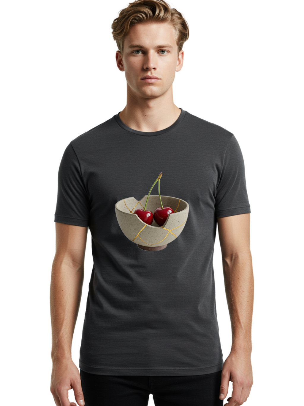 Kintsugi-Bowl-Cherries Men'S Graphic Tee, 100% Cotton, Comfortable Casual Summer Wear, Machine Washable, Vintage Camera, Old Camera, Antique Camera, Black Camera, Classic Photography, Photography Equipment, Nostalgic Device, Film Camera, Baj082