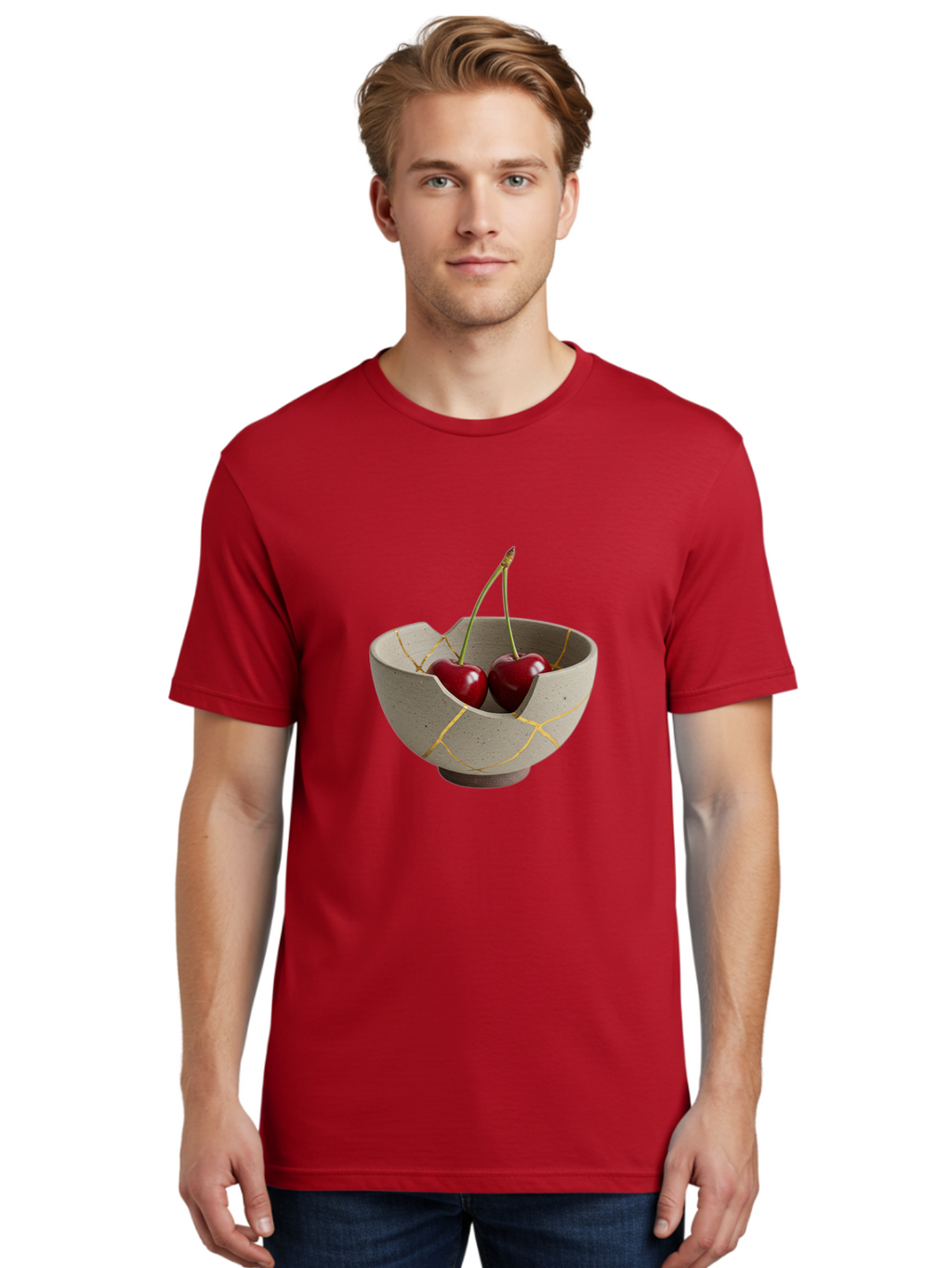 Kintsugi-Bowl-Cherries Men'S Graphic Tee, 100% Cotton, Comfortable Casual Summer Wear, Machine Washable, Vintage Camera, Old Camera, Antique Camera, Black Camera, Classic Photography, Photography Equipment, Nostalgic Device, Film Camera, Baj082