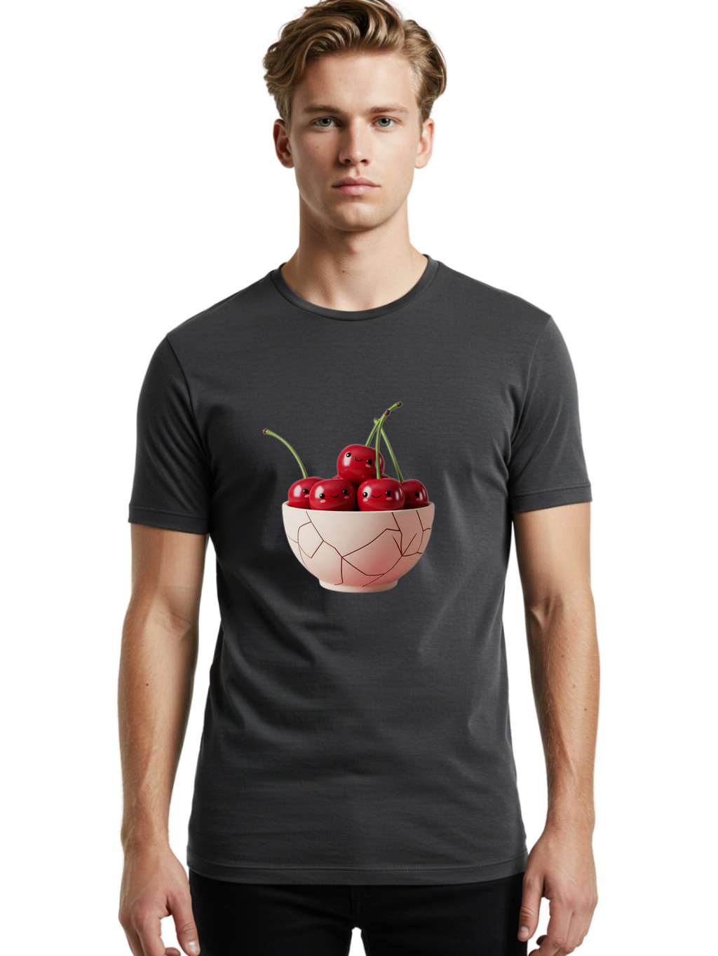 Kintsugi-Bowl-Of-Cherries Men'S Graphic Tee, 100% Cotton, Comfortable Casual Summer Wear, Machine Washable, Vintage Camera, Old Camera, Antique Camera, Black Camera, Classic Photography, Photography Equipment, Nostalgic Device, Film Camera, Baj083