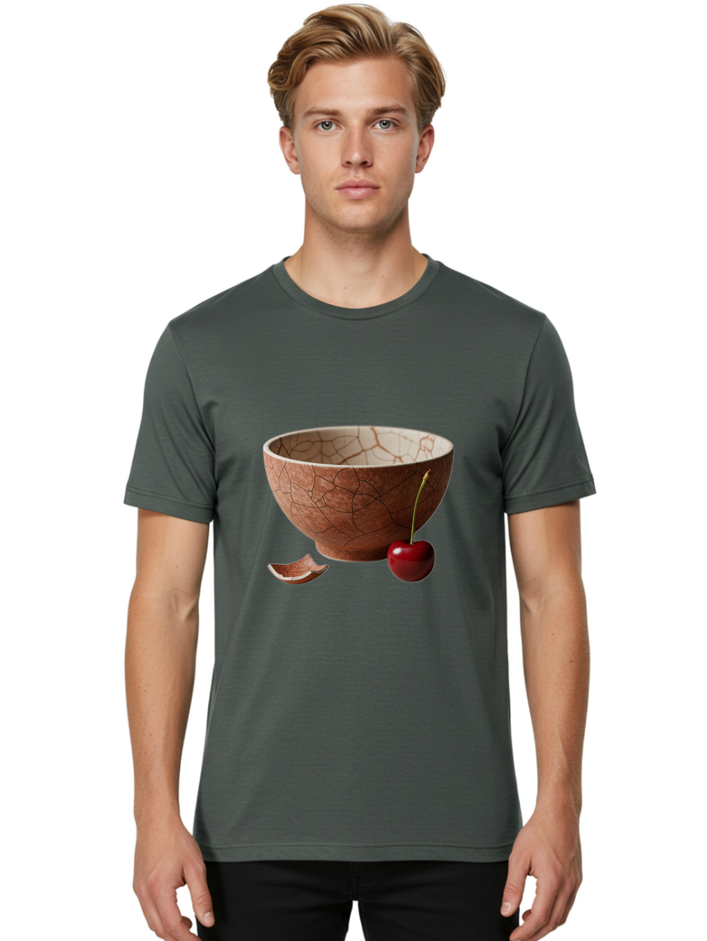 Kintsugi-Bowl-With-Cherry Men'S Graphic Tee, 100% Cotton, Comfortable Casual Summer Wear, Machine Washable, Vintage Camera, Old Camera, Antique Camera, Black Camera, Classic Photography, Photography Equipment, Nostalgic Device, Film Camera, Baj084