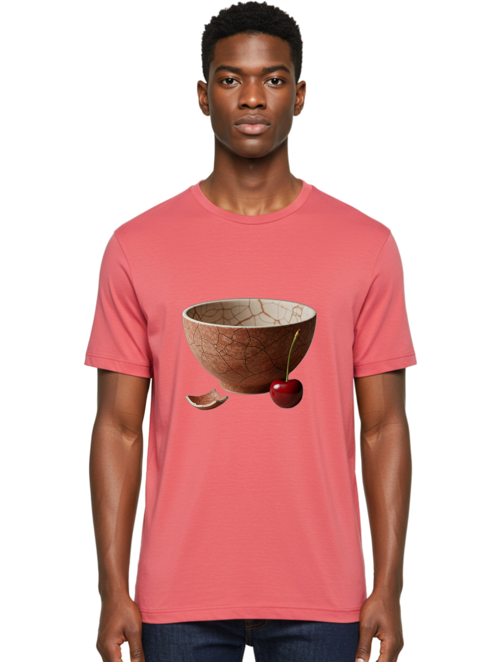 Kintsugi-Bowl-With-Cherry Men'S Graphic Tee, 100% Cotton, Comfortable Casual Summer Wear, Machine Washable, Vintage Camera, Old Camera, Antique Camera, Black Camera, Classic Photography, Photography Equipment, Nostalgic Device, Film Camera, Baj084
