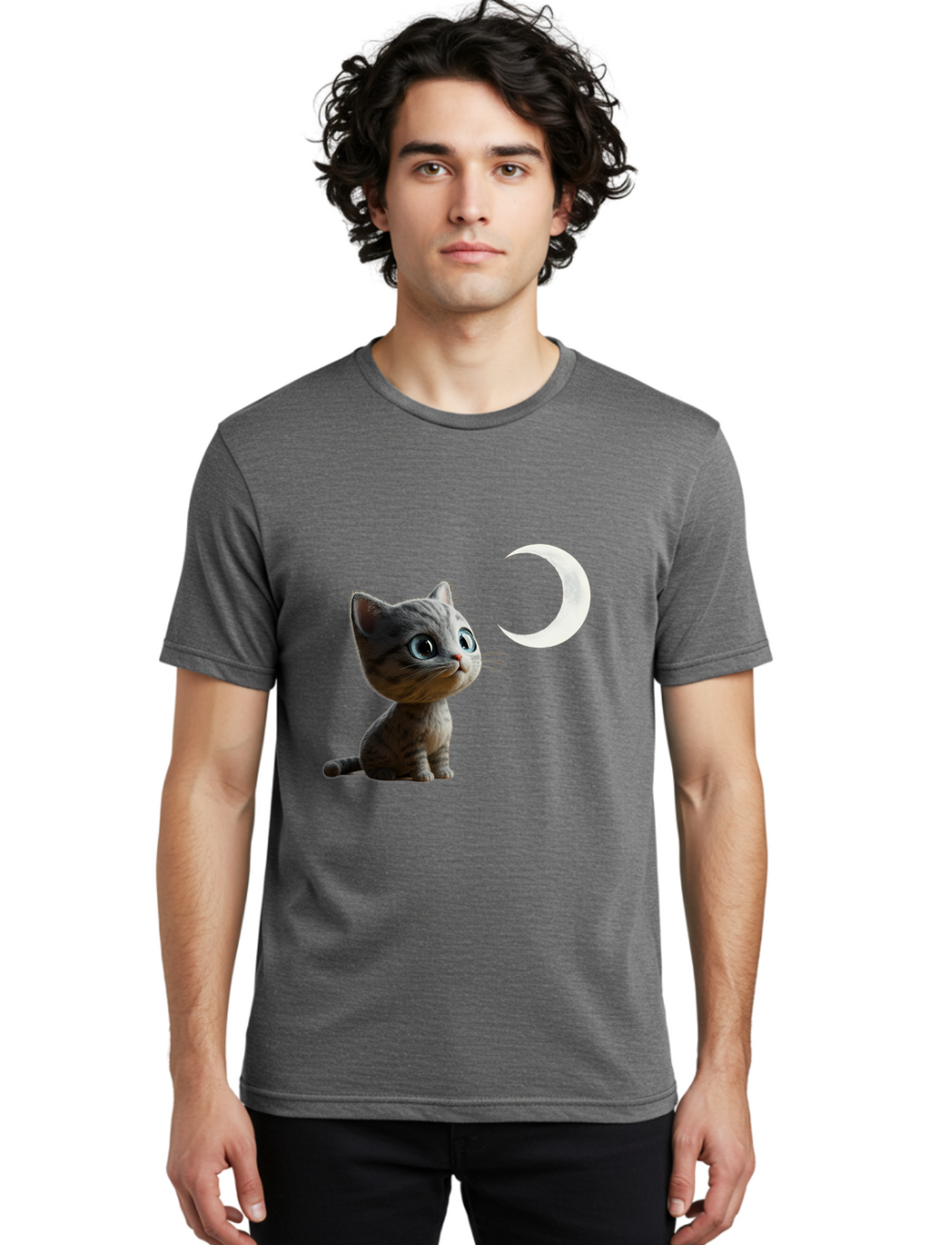 Kitten-And-Crescent-Moon Men'S Graphic Tee, 100% Cotton, Comfortable Casual Summer Wear, Machine Washable, Vintage Camera, Old Camera, Antique Camera, Black Camera, Classic Photography, Photography Equipment, Nostalgic Device, Film Camera, Baj085