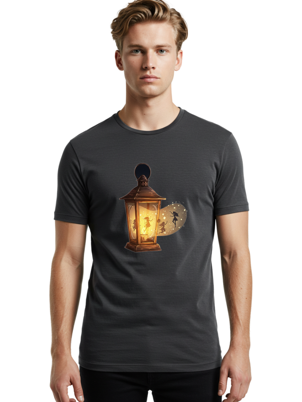 Lantern-With-Dancing-Fairy Men'S Graphic Tee, 100% Cotton, Comfortable Casual Summer Wear, Machine Washable, Vintage Camera, Old Camera, Antique Camera, Black Camera, Classic Photography, Photography Equipment, Nostalgic Device, Film Camera, Baj088