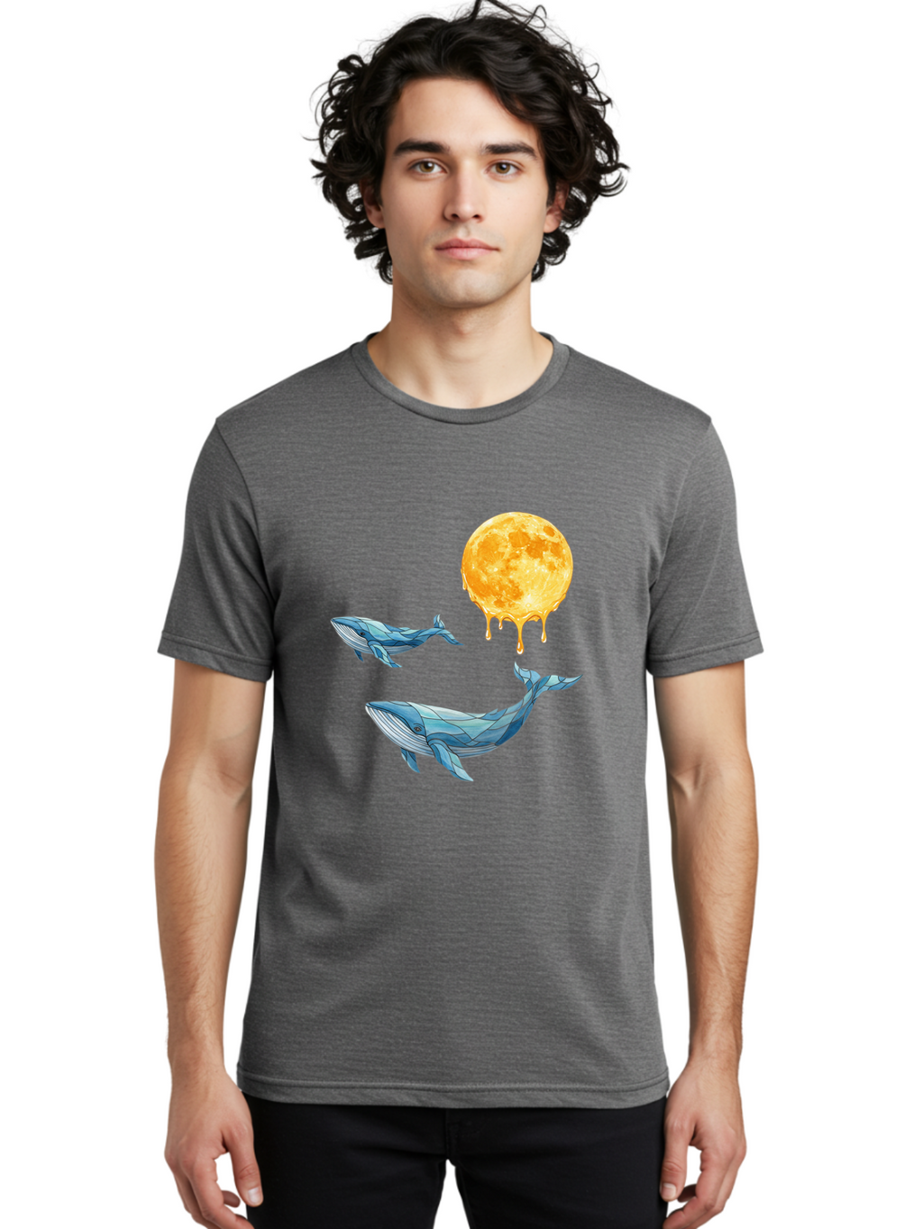 Low-Poly-Whales-Dripping-Moon Men'S Graphic Tee, 100% Cotton, Comfortable Casual Summer Wear, Machine Washable, Vintage Camera, Old Camera, Antique Camera, Black Camera, Classic Photography, Photography Equipment, Nostalgic Device, Baj093