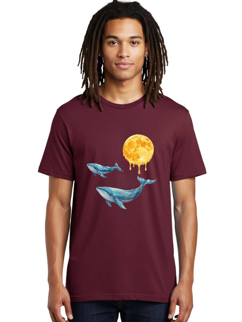 Low-Poly-Whales-Dripping-Moon Men'S Graphic Tee, 100% Cotton, Comfortable Casual Summer Wear, Machine Washable, Vintage Camera, Old Camera, Antique Camera, Black Camera, Classic Photography, Photography Equipment, Nostalgic Device, Baj093