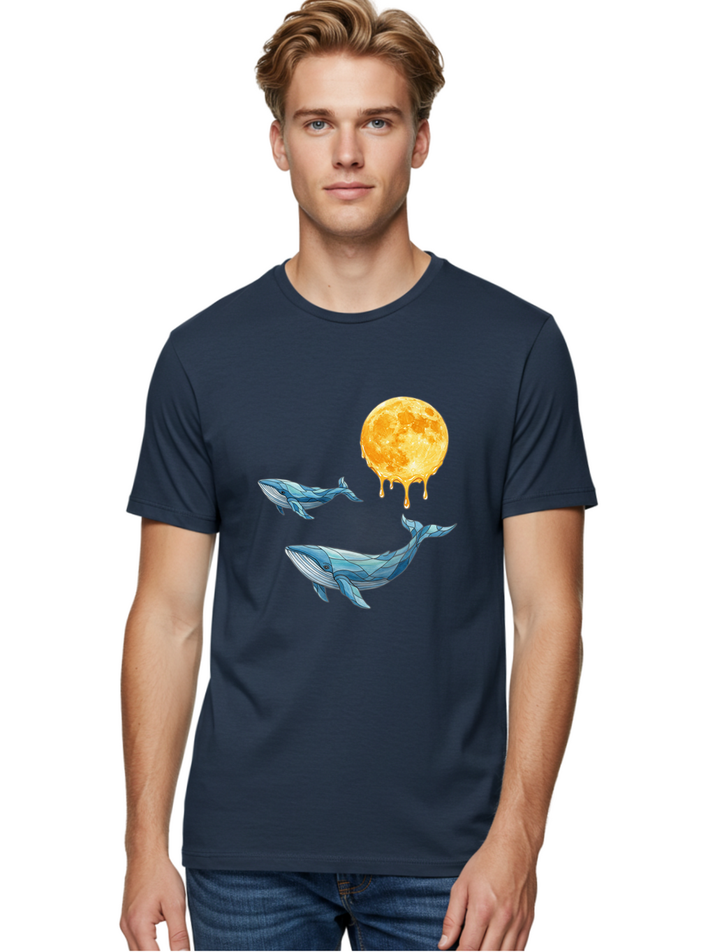 Low-Poly-Whales-Dripping-Moon Men'S Graphic Tee, 100% Cotton, Comfortable Casual Summer Wear, Machine Washable, Vintage Camera, Old Camera, Antique Camera, Black Camera, Classic Photography, Photography Equipment, Nostalgic Device, Baj093