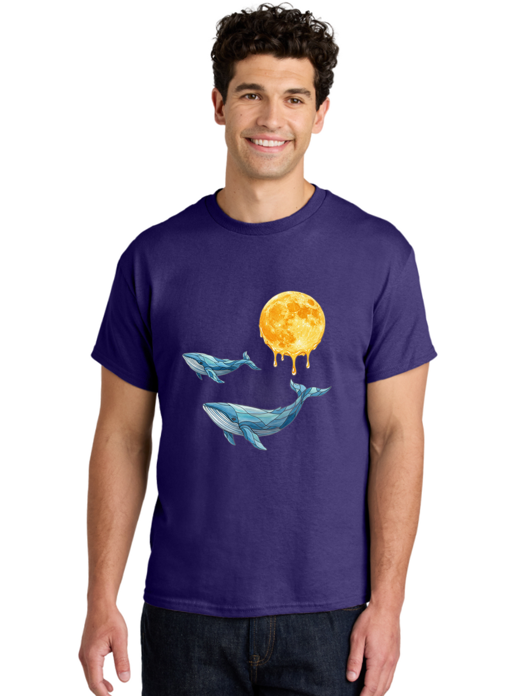 Low-Poly-Whales-Dripping-Moon Men'S Graphic Tee, 100% Cotton, Comfortable Casual Summer Wear, Machine Washable, Vintage Camera, Old Camera, Antique Camera, Black Camera, Classic Photography, Photography Equipment, Nostalgic Device, Baj093