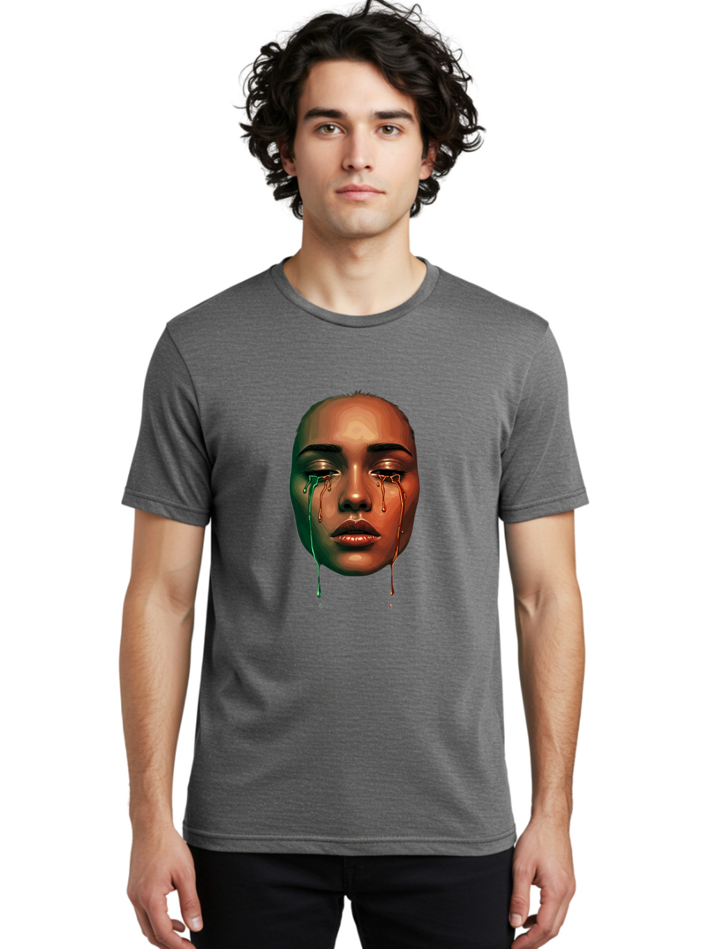 Melting-Face-1 Men'S Graphic Tee, 100% Cotton, Comfortable Casual Summer Wear, Machine Washable, Vintage Camera, Old Camera, Antique Camera, Black Camera, Classic Photography, Photography Equipment, Nostalgic Device, Film Camera, Camera Art Baj096