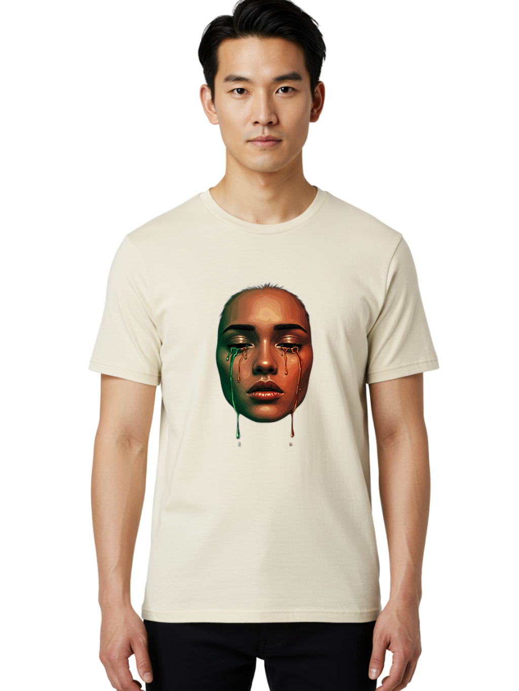 Melting-Face-1 Men'S Graphic Tee, 100% Cotton, Comfortable Casual Summer Wear, Machine Washable, Vintage Camera, Old Camera, Antique Camera, Black Camera, Classic Photography, Photography Equipment, Nostalgic Device, Film Camera, Camera Art Baj096