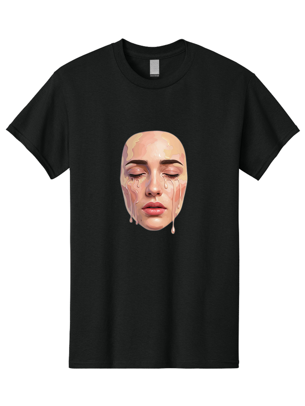 Melting-Face-2 Men'S Graphic Tee, 100% Cotton, Comfortable Casual Summer Wear, Machine Washable, Vintage Camera, Old Camera, Antique Camera, Black Camera, Classic Photography, Photography Equipment, Nostalgic Device, Film Camera, Camera Art Baj097