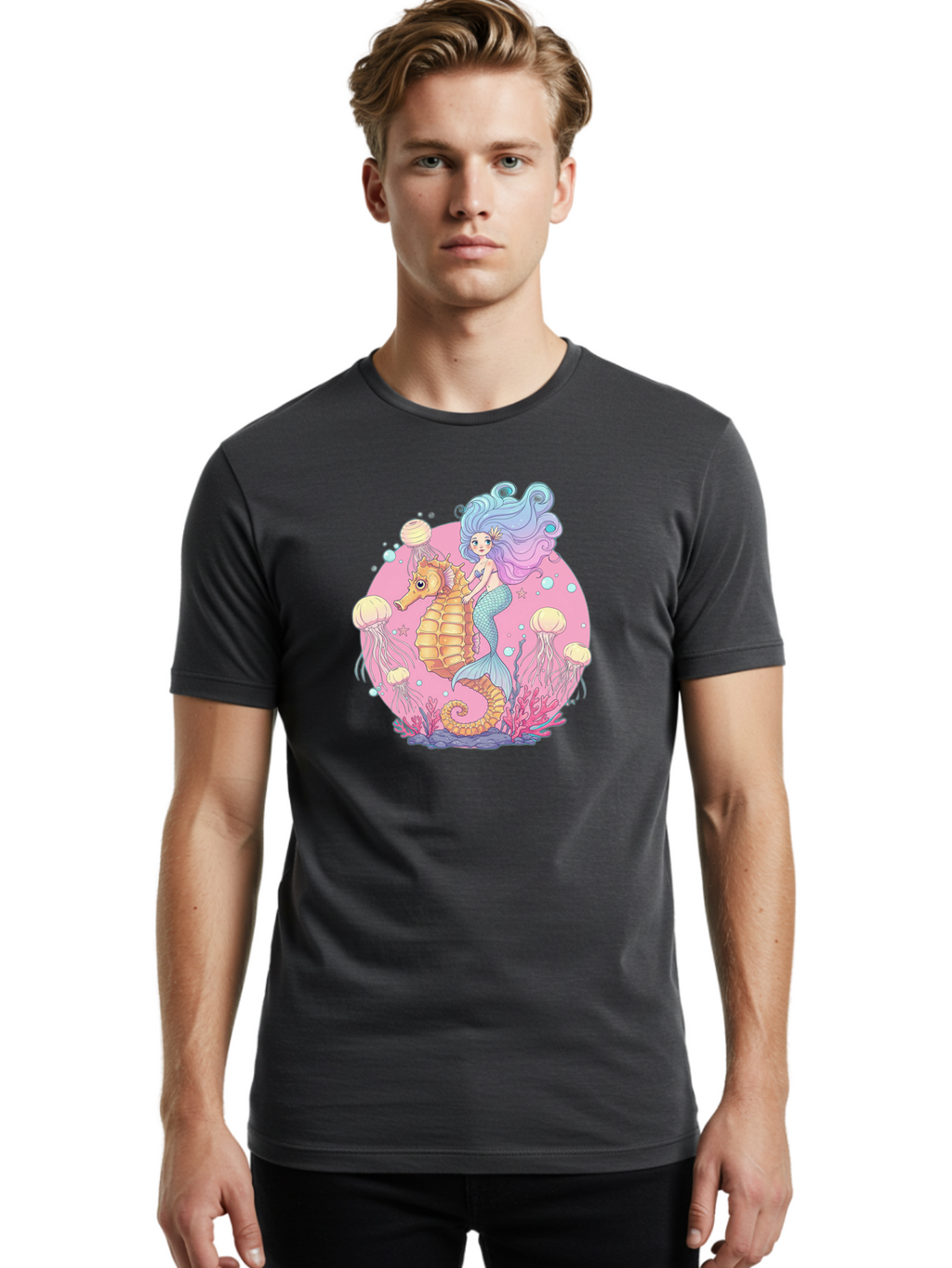 Mermaid-And-Seahorse Men'S Graphic Tee, 100% Cotton, Comfortable Casual Summer Wear, Machine Washable, Vintage Camera, Old Camera, Antique Camera, Black Camera, Classic Photography, Photography Equipment, Nostalgic Device, Film Camera, Baj101
