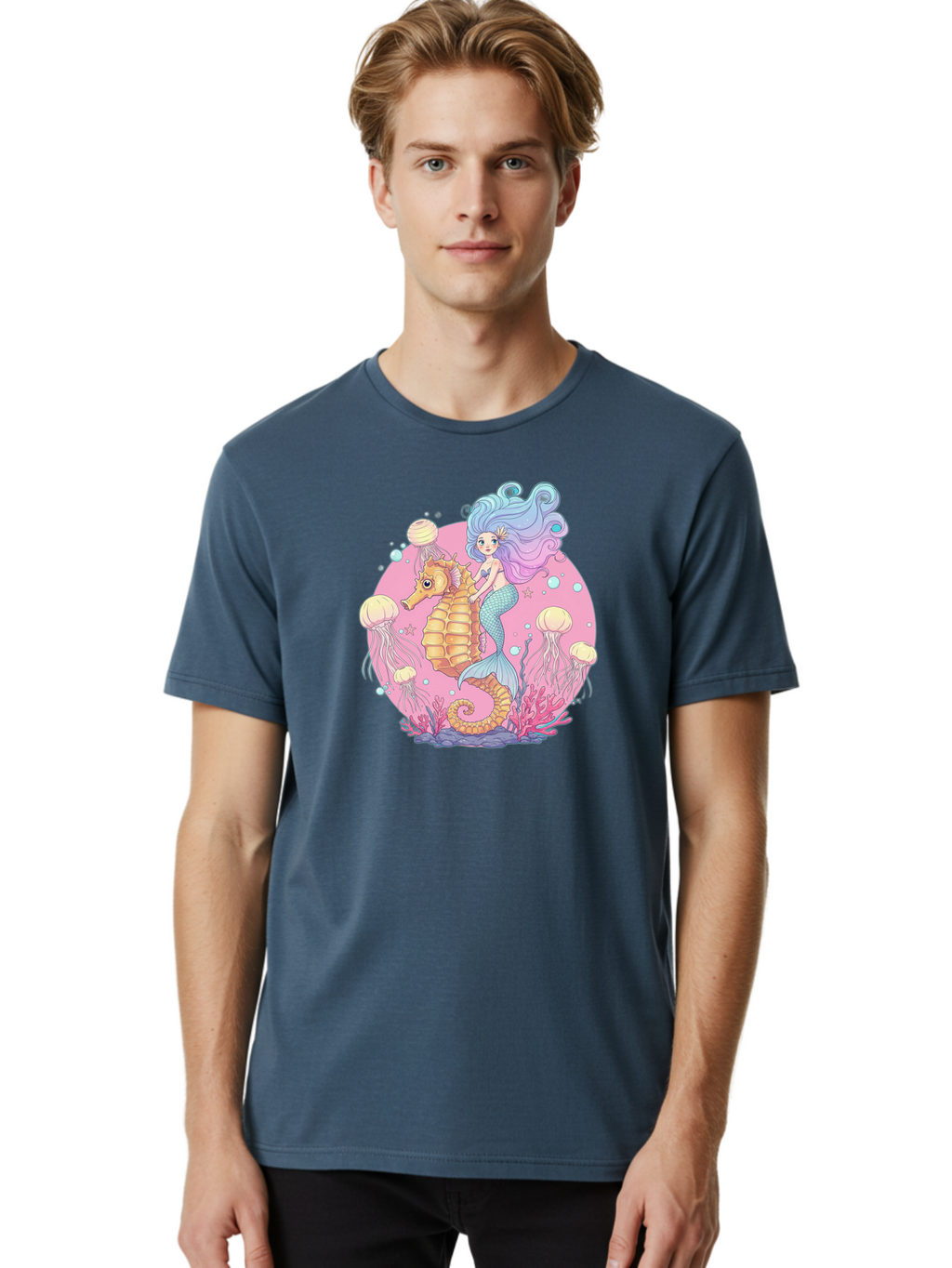 Mermaid-And-Seahorse Men'S Graphic Tee, 100% Cotton, Comfortable Casual Summer Wear, Machine Washable, Vintage Camera, Old Camera, Antique Camera, Black Camera, Classic Photography, Photography Equipment, Nostalgic Device, Film Camera, Baj101