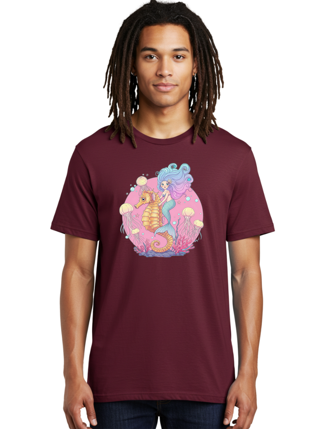 Mermaid-And-Seahorse Men'S Graphic Tee, 100% Cotton, Comfortable Casual Summer Wear, Machine Washable, Vintage Camera, Old Camera, Antique Camera, Black Camera, Classic Photography, Photography Equipment, Nostalgic Device, Film Camera, Baj101