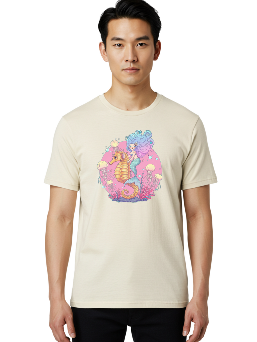 Mermaid-And-Seahorse Men'S Graphic Tee, 100% Cotton, Comfortable Casual Summer Wear, Machine Washable, Vintage Camera, Old Camera, Antique Camera, Black Camera, Classic Photography, Photography Equipment, Nostalgic Device, Film Camera, Baj101