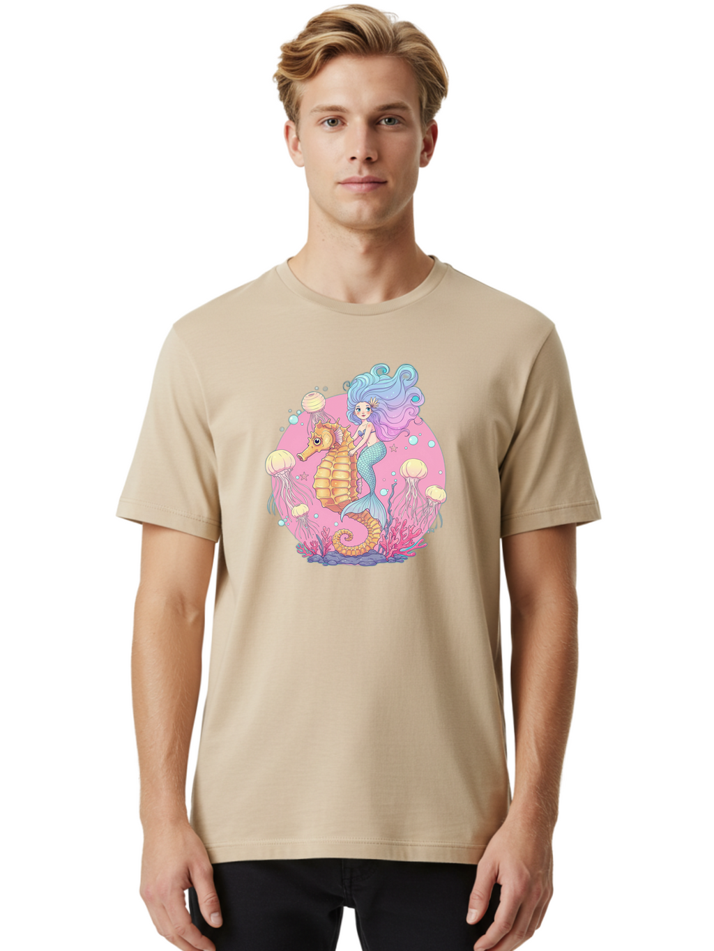 Mermaid-And-Seahorse Men'S Graphic Tee, 100% Cotton, Comfortable Casual Summer Wear, Machine Washable, Vintage Camera, Old Camera, Antique Camera, Black Camera, Classic Photography, Photography Equipment, Nostalgic Device, Film Camera, Baj101