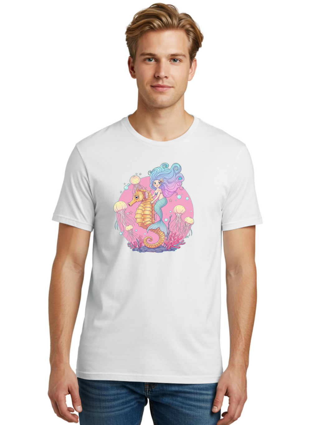 Mermaid-And-Seahorse Men'S Graphic Tee, 100% Cotton, Comfortable Casual Summer Wear, Machine Washable, Vintage Camera, Old Camera, Antique Camera, Black Camera, Classic Photography, Photography Equipment, Nostalgic Device, Film Camera, Baj101