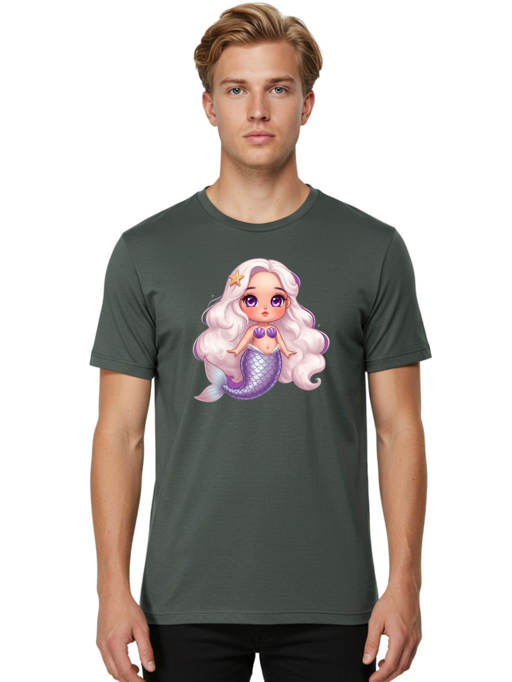 Mermaid-Girl-1 Men'S Graphic Tee, 100% Cotton, Comfortable Casual Summer Wear, Machine Washable, Vintage Camera, Old Camera, Antique Camera, Black Camera, Classic Photography, Photography Equipment, Nostalgic Device, Film Camera, Camera Art Baj103