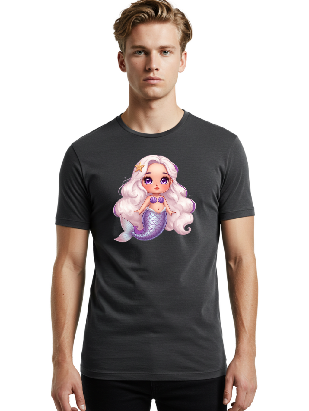 Mermaid-Girl-1 Men'S Graphic Tee, 100% Cotton, Comfortable Casual Summer Wear, Machine Washable, Vintage Camera, Old Camera, Antique Camera, Black Camera, Classic Photography, Photography Equipment, Nostalgic Device, Film Camera, Camera Art Baj103