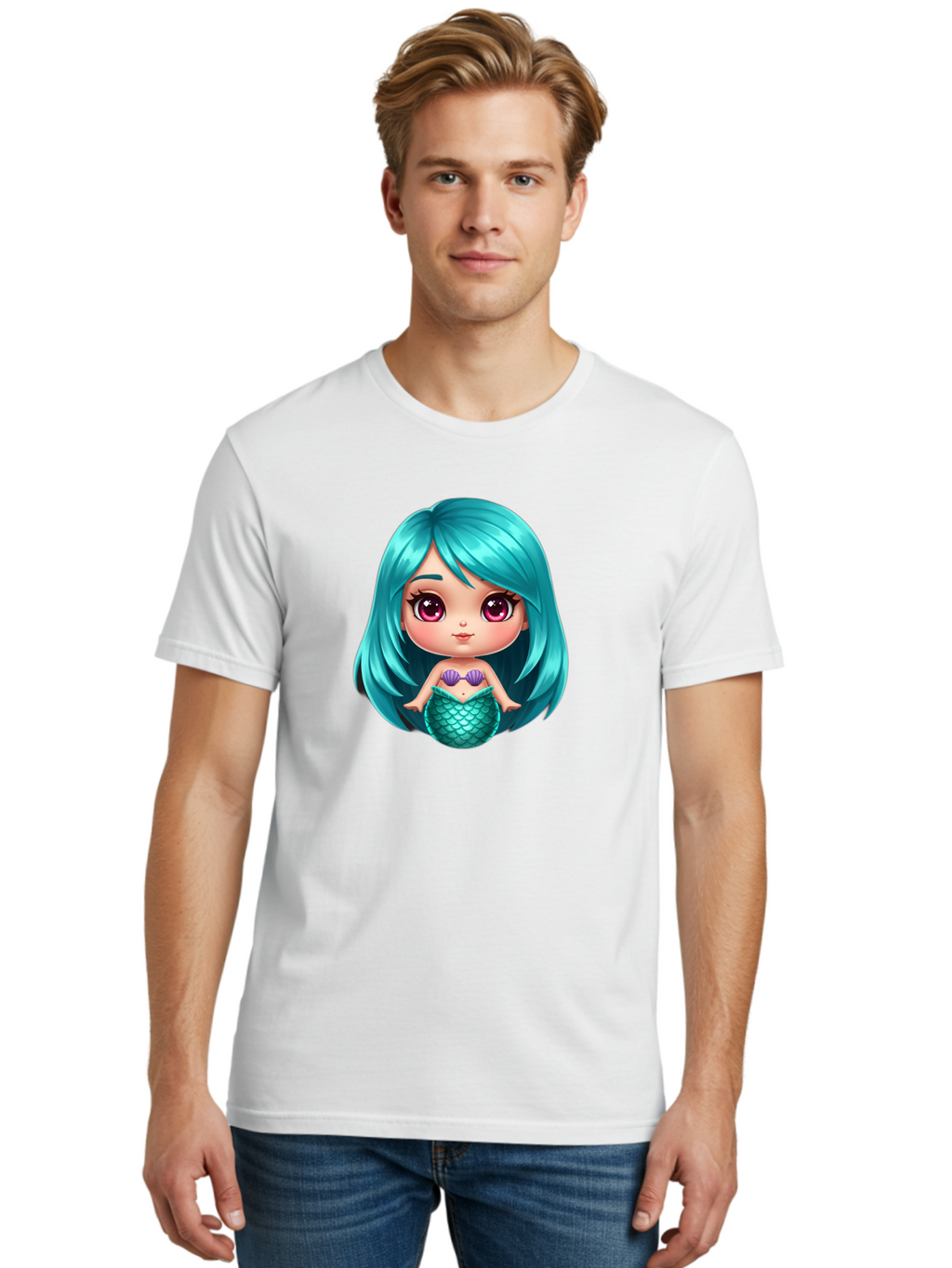Mermaid-Girl-2 Men'S Graphic Tee, 100% Cotton, Comfortable Casual Summer Wear, Machine Washable, Vintage Camera, Old Camera, Antique Camera, Black Camera, Classic Photography, Photography Equipment, Nostalgic Device, Film Camera, Camera Art Baj104