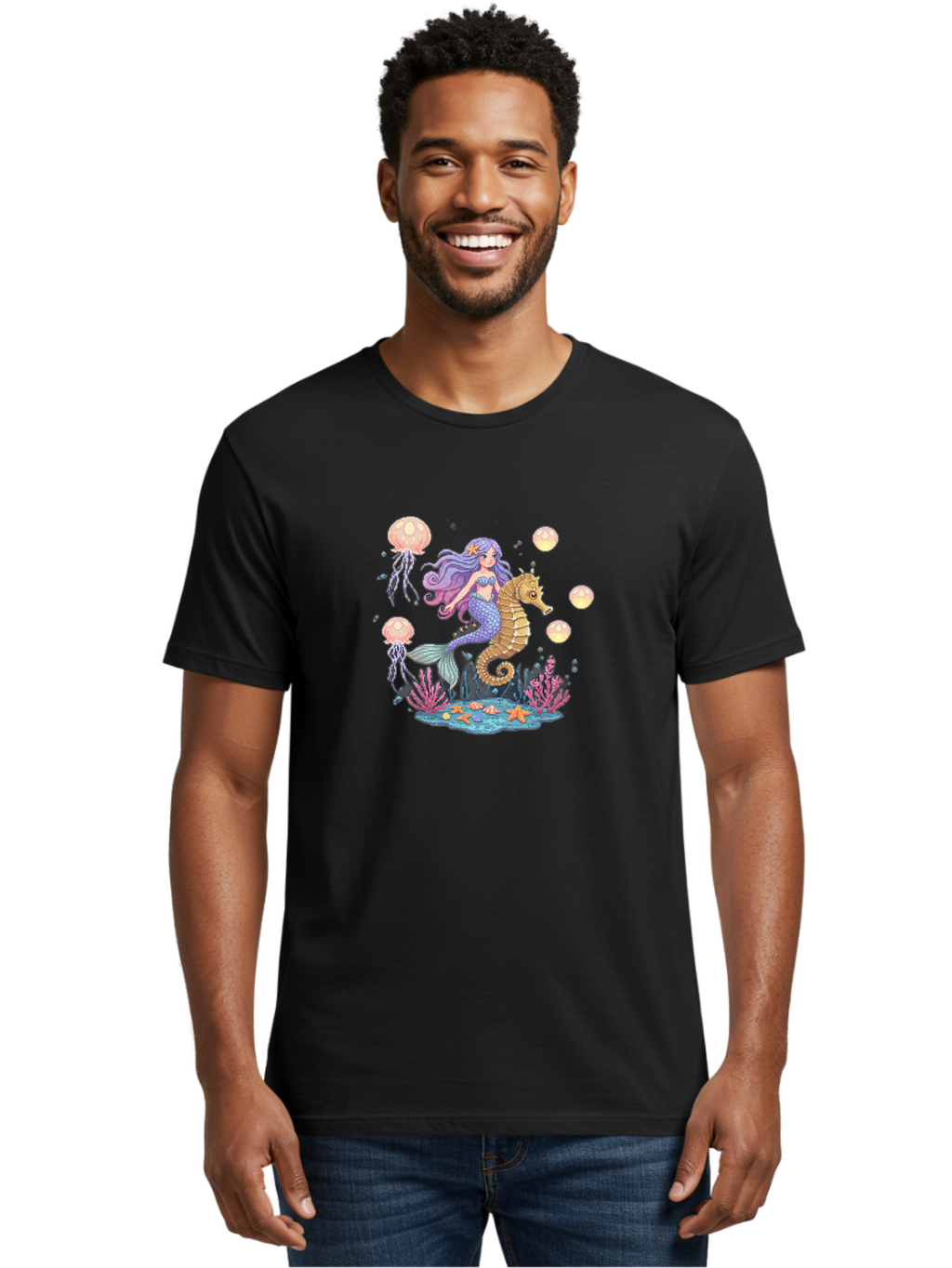 Mermaid-Riding-Seahorse Men'S Graphic Tee, 100% Cotton, Comfortable Casual Summer Wear, Machine Washable, Vintage Camera, Old Camera, Antique Camera, Black Camera, Classic Photography, Photography Equipment, Nostalgic Device, Film Camera, Baj109