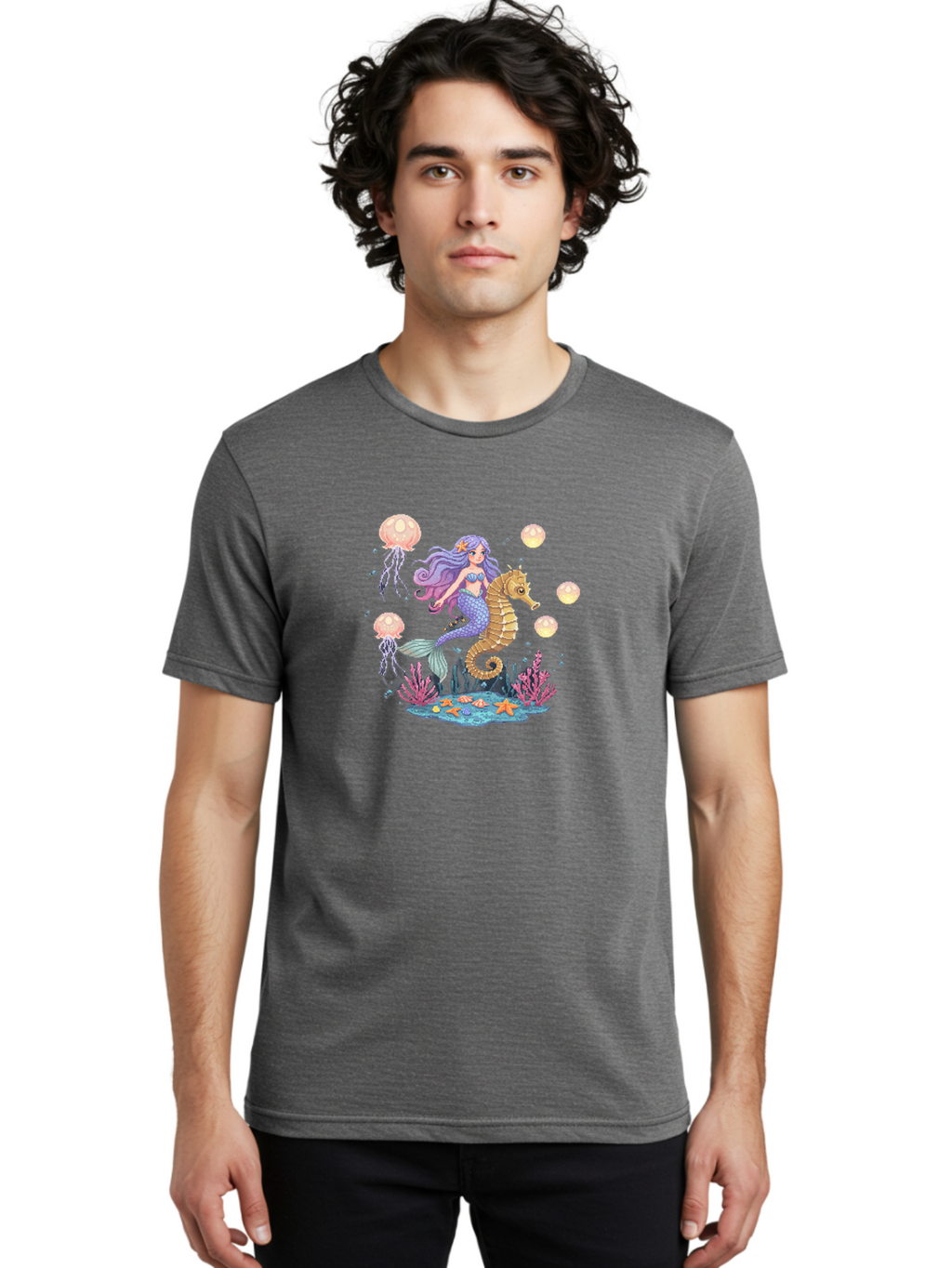 Mermaid-Riding-Seahorse Men'S Graphic Tee, 100% Cotton, Comfortable Casual Summer Wear, Machine Washable, Vintage Camera, Old Camera, Antique Camera, Black Camera, Classic Photography, Photography Equipment, Nostalgic Device, Film Camera, Baj109