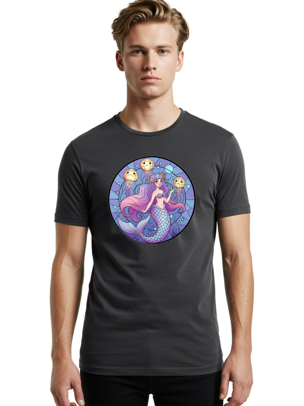 Mermaid-With-Jellyfish Men'S Graphic Tee, 100% Cotton, Comfortable Casual Summer Wear, Machine Washable, Vintage Camera, Old Camera, Antique Camera, Black Camera, Classic Photography, Photography Equipment, Nostalgic Device, Film Camera, Baj111