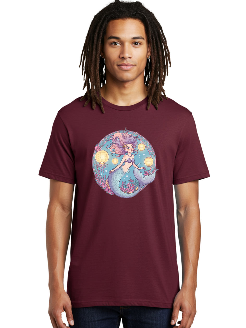 Mermaid-With-Lanterns Men'S Graphic Tee, 100% Cotton, Comfortable Casual Summer Wear, Machine Washable, Vintage Camera, Old Camera, Antique Camera, Black Camera, Classic Photography, Photography Equipment, Nostalgic Device, Film Camera, Baj113