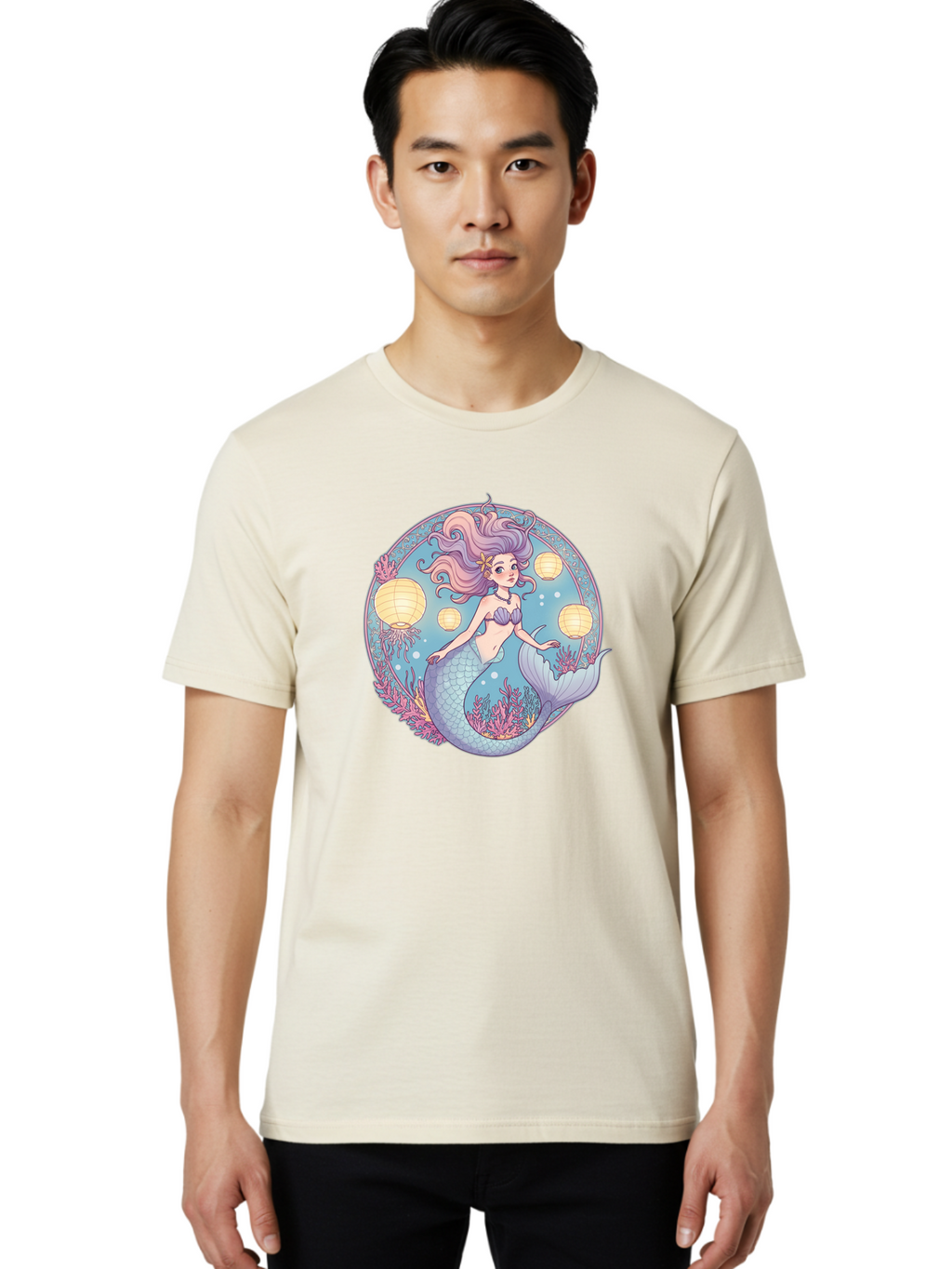 Mermaid-With-Lanterns Men'S Graphic Tee, 100% Cotton, Comfortable Casual Summer Wear, Machine Washable, Vintage Camera, Old Camera, Antique Camera, Black Camera, Classic Photography, Photography Equipment, Nostalgic Device, Film Camera, Baj113