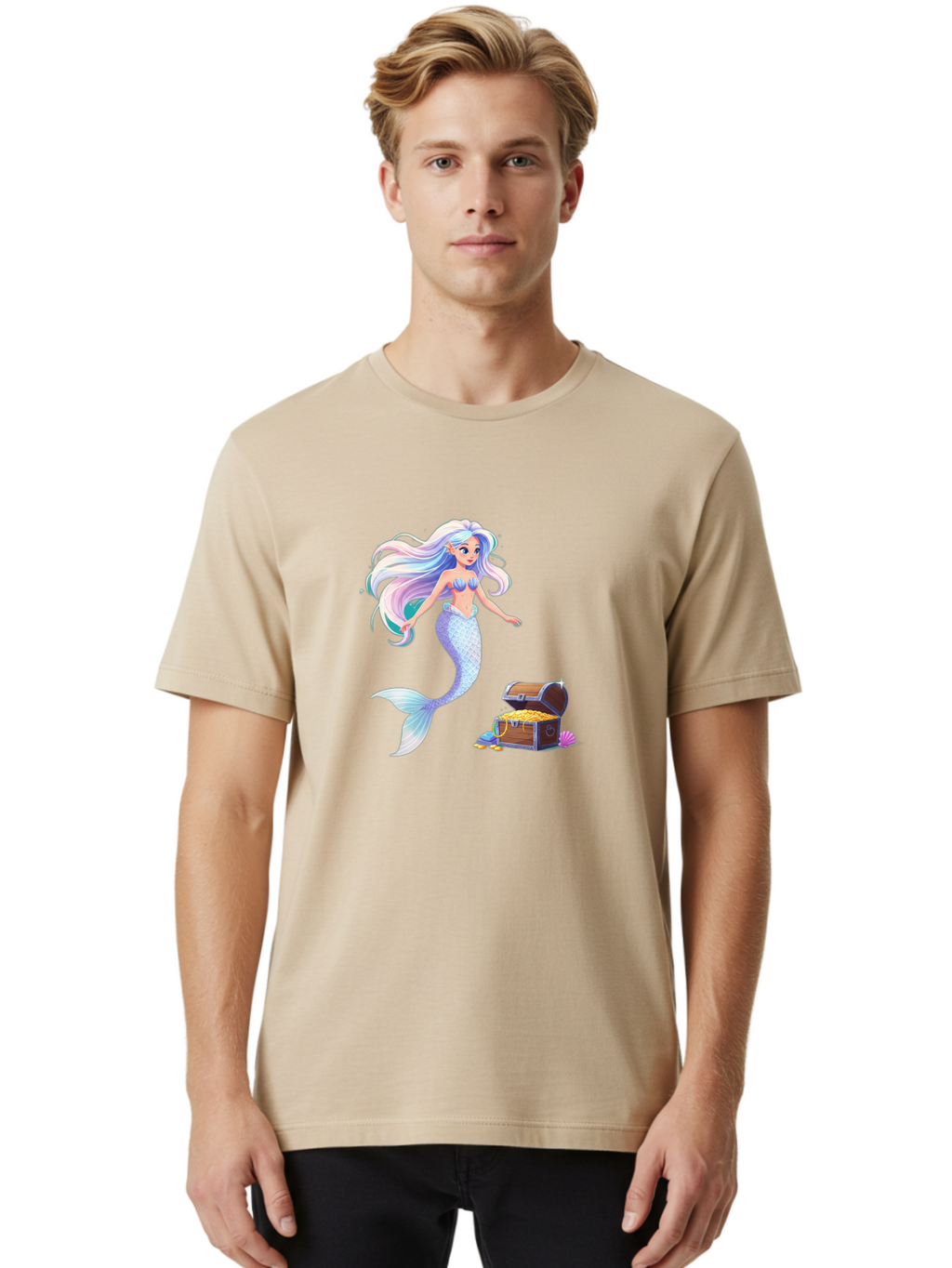 Mermaid-With-Treasure Men'S Graphic Tee, 100% Cotton, Comfortable Casual Summer Wear, Machine Washable, Vintage Camera, Old Camera, Antique Camera, Black Camera, Classic Photography, Photography Equipment, Nostalgic Device, Film Camera, Baj114