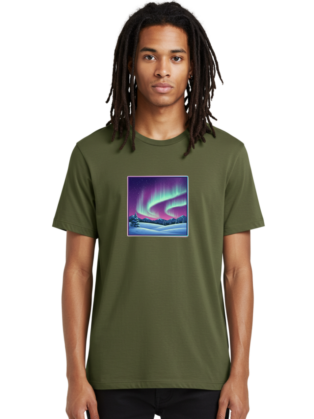 Northern-Lights-2 Men'S Graphic Tee, 100% Cotton, Comfortable Casual Summer Wear, Machine Washable, Vintage Camera, Old Camera, Antique Camera, Black Camera, Classic Photography, Photography Equipment, Nostalgic Device, Film Camera, Camera Art Baj127