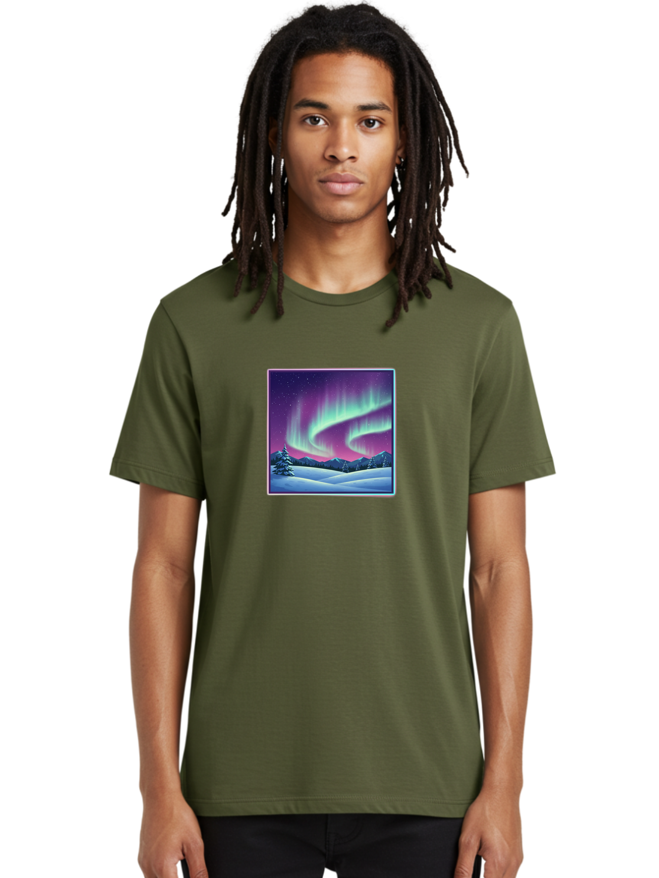 Northern-Lights-2 Men'S Graphic Tee, 100% Cotton, Comfortable Casual Summer Wear, Machine Washable, Vintage Camera, Old Camera, Antique Camera, Black Camera, Classic Photography, Photography Equipment, Nostalgic Device, Film Camera, Camera Art Baj127
