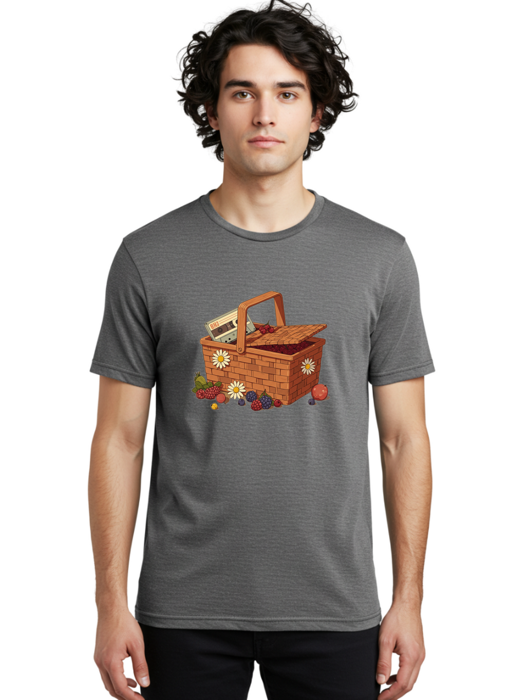 Ohl-Cassette-Picnic-Basket Men'S Graphic Tee, 100% Cotton, Comfortable Casual Summer Wear, Machine Washable, Vintage Camera, Old Camera, Antique Camera, Black Camera, Classic Photography, Photography Equipment, Nostalgic Device, Film Camera, Baj130