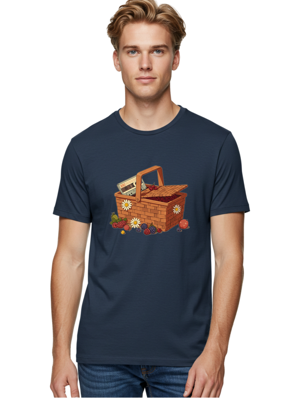 Ohl-Cassette-Picnic-Basket Men'S Graphic Tee, 100% Cotton, Comfortable Casual Summer Wear, Machine Washable, Vintage Camera, Old Camera, Antique Camera, Black Camera, Classic Photography, Photography Equipment, Nostalgic Device, Film Camera, Baj130