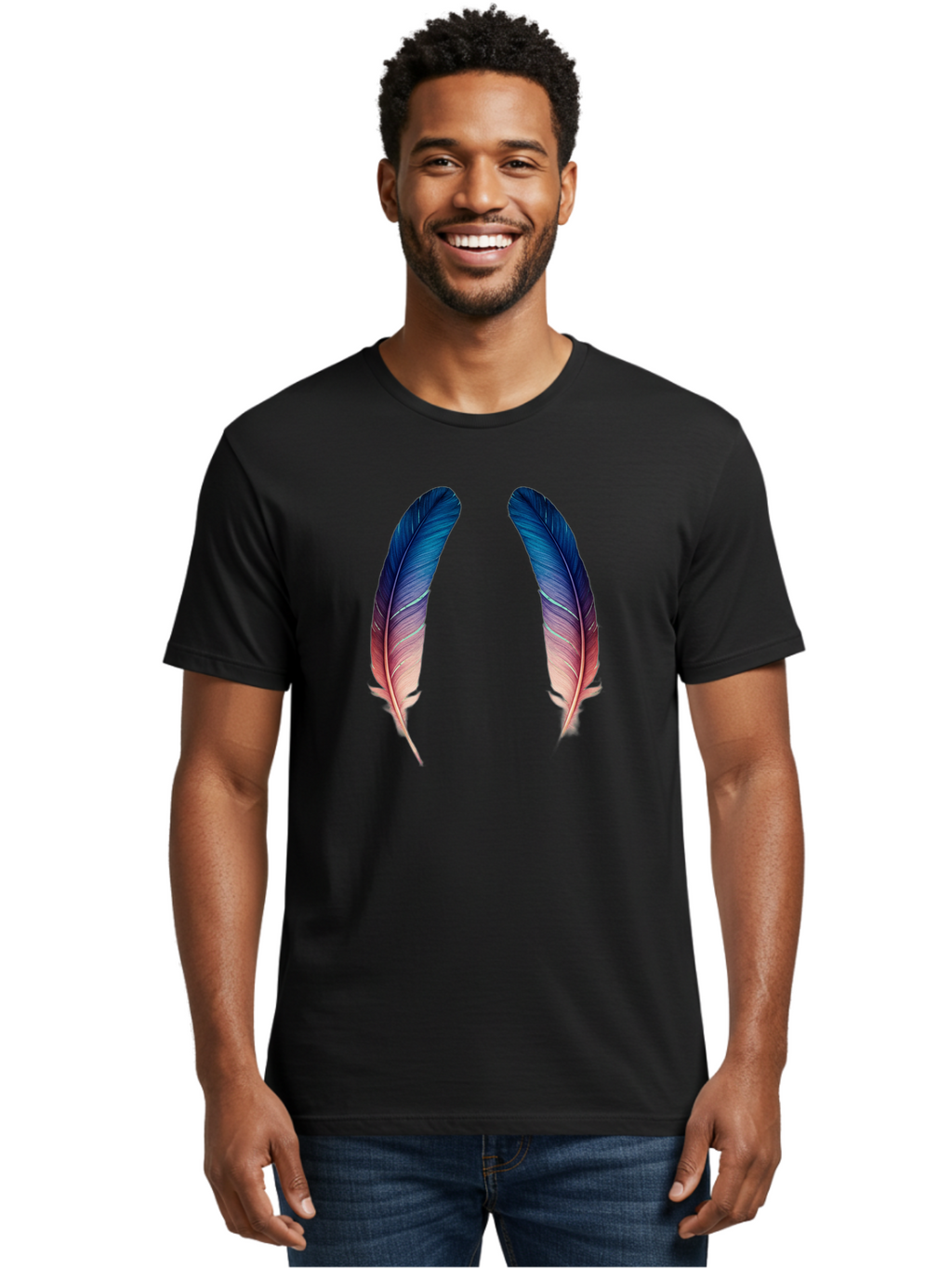 Ombre-Feathers Men'S Graphic Tee, 100% Cotton, Comfortable Casual Summer Wear, Machine Washable, Vintage Camera, Old Camera, Antique Camera, Black Camera, Classic Photography, Photography Equipment, Nostalgic Device, Film Camera, Camera Art Baj131