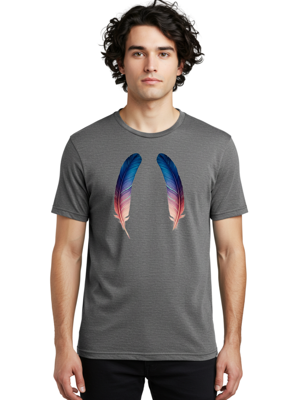 Ombre-Feathers Men'S Graphic Tee, 100% Cotton, Comfortable Casual Summer Wear, Machine Washable, Vintage Camera, Old Camera, Antique Camera, Black Camera, Classic Photography, Photography Equipment, Nostalgic Device, Film Camera, Camera Art Baj131