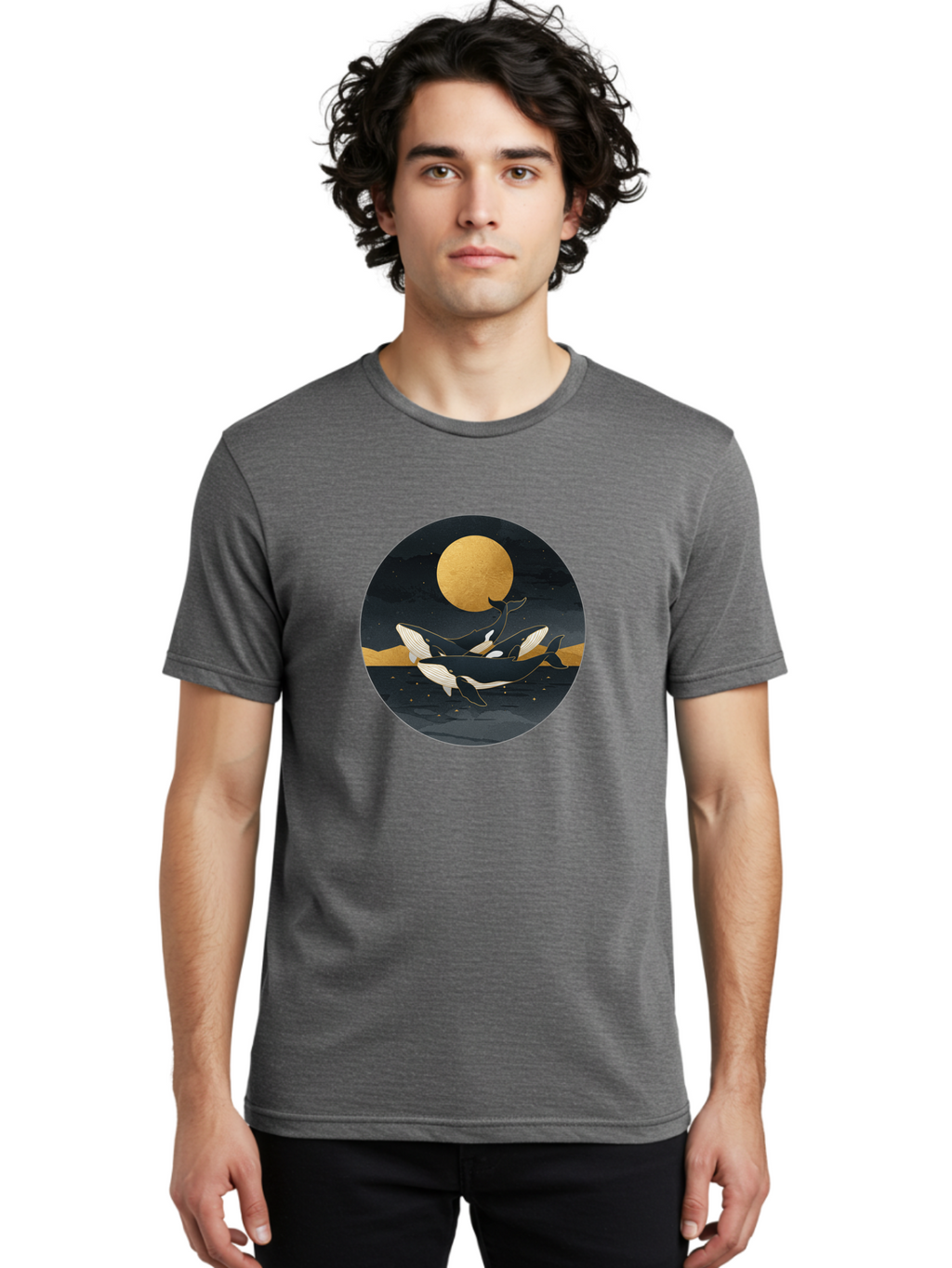 Orca-Whales-Under-Moon Men'S Graphic Tee, 100% Cotton, Comfortable Casual Summer Wear, Machine Washable, Vintage Camera, Old Camera, Antique Camera, Black Camera, Classic Photography, Photography Equipment, Nostalgic Device, Film Camera, Baj135
