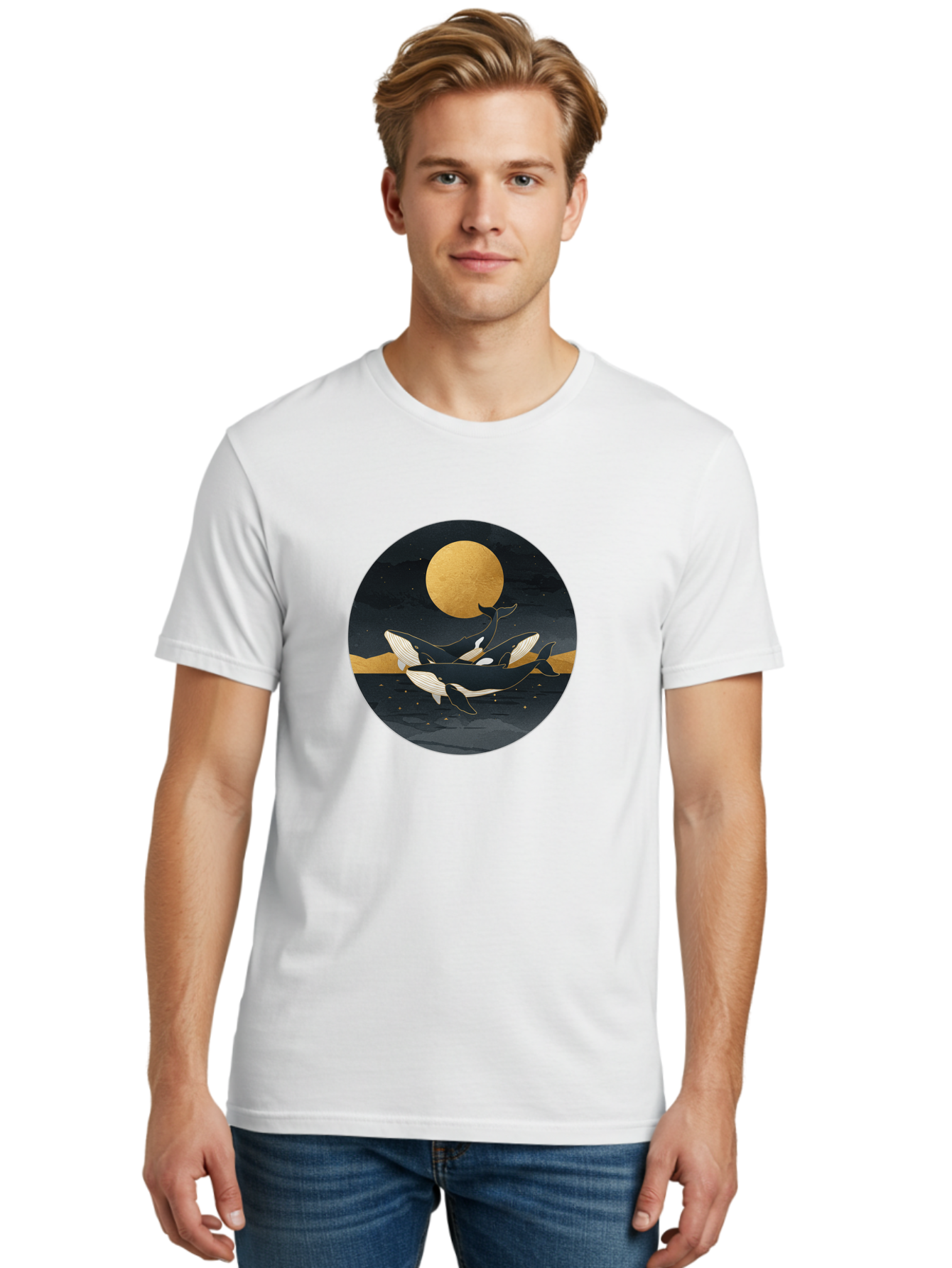 Orca-Whales-Under-Moon Men'S Graphic Tee, 100% Cotton, Comfortable Casual Summer Wear, Machine Washable, Vintage Camera, Old Camera, Antique Camera, Black Camera, Classic Photography, Photography Equipment, Nostalgic Device, Film Camera, Baj135